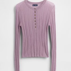 GAP Ribbed Long Sleeve Top - Soft Purple